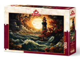 Art PUZZEL 1500 Vuurtoren in de storm