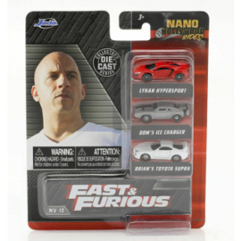 JADA Fast & Furious 3-Pack Nano Cars Wave 4 Rood/Grijs/Wit