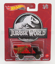 MATTEL HOT WHEELS - 1/64 - MERCEDES BENZ - UNIMOG U1300L TRUCK - JURASSIC WORLD - BLACK RED