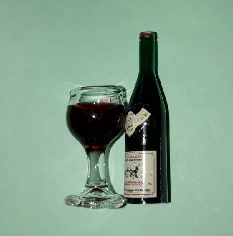tapijt Vies Wonder Wijnglas en wijnfles | Accessoires voor de Muizenfamilie | Made by Nanny