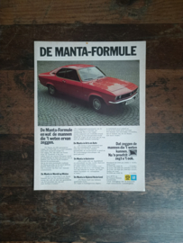 Reclame: Opel Manta /A (1972) 29 x 21 cm
