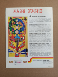Flyer/ Folder: Recel Fair Fight (1978) Flipperkast