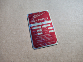 Type Plate (Seeburg /Hecker)