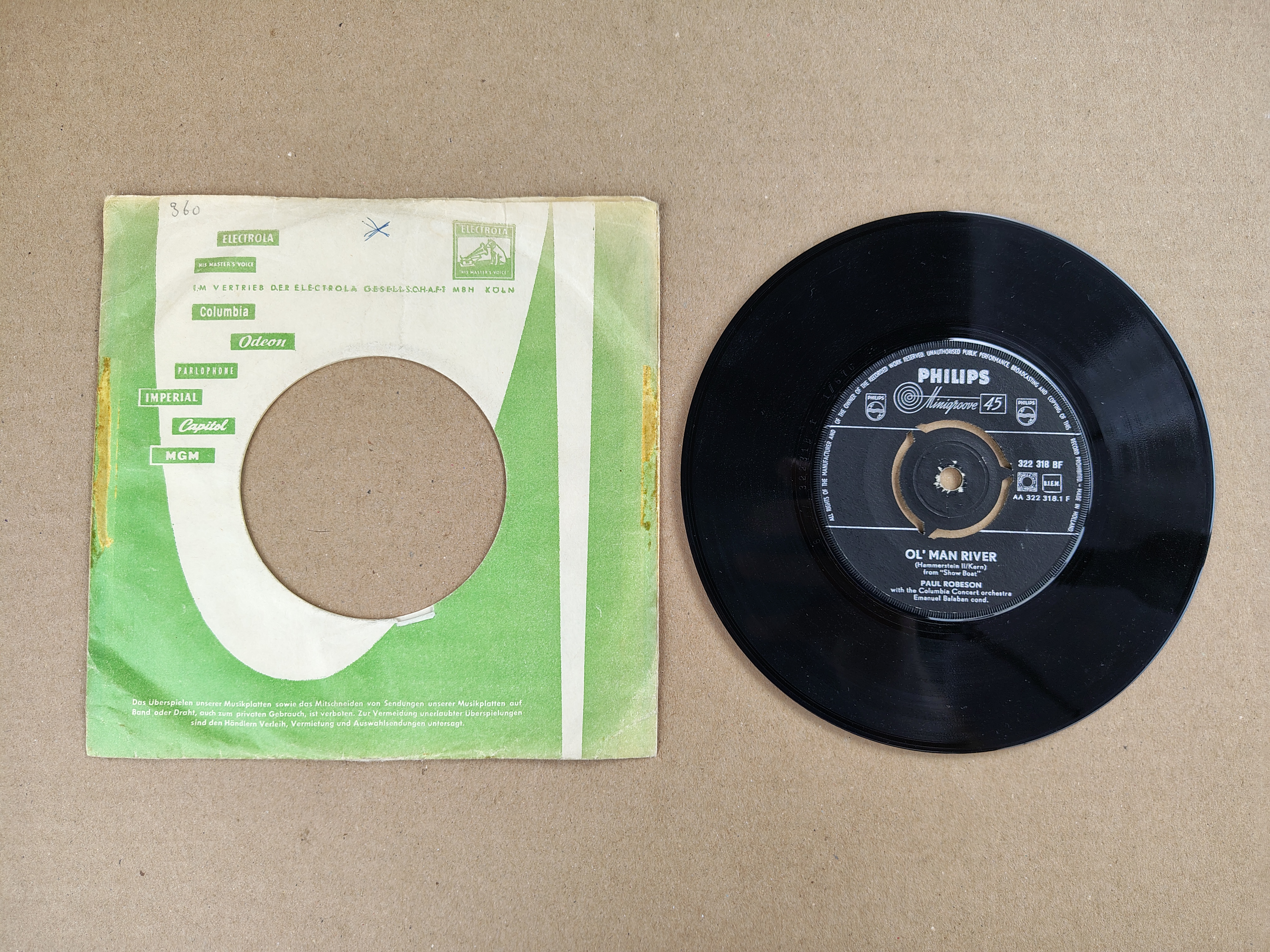 7" Single: Paul Robeson - Ol Man River (1958)