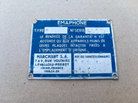Type Plate (Emaphone Compact 112)