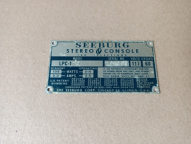 Type Plate (Seeburg LPC1) USA