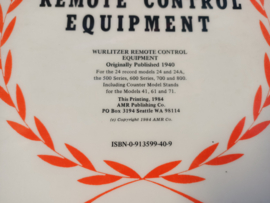 Manual/ Book Wurlitzer Remote Control Equipment (1940)