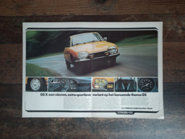 Reclame Poster: Citroen GS X (1973) 29 x 42 cm