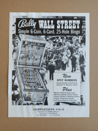 Flyer: Bally Wall Street (1974) Flipperkast /Bingo