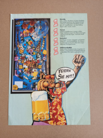 Flyer: Bally Midway - Party Animal (1987) Flipperkast (Deutsch)