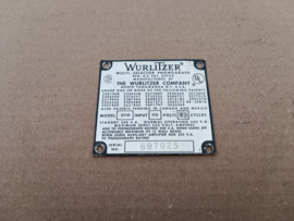 Type Plate (Wurlitzer 3110)