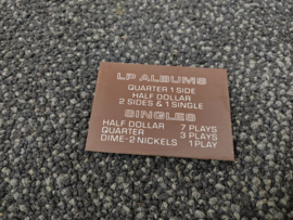 Pricing Plastic/ USA (Rock-Ola/ 425/ Grand - Prix)