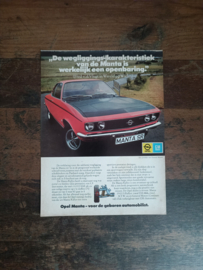 Reclame: Opel Manta/ A /SR (1972) 29 x 21 cm