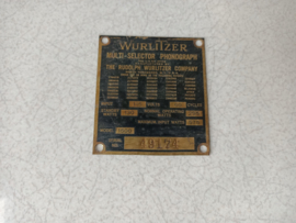 Type Plate (Wurlitzer 1500)