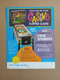 Flyer: Chicago Coin Casino (1972) Flipperkast