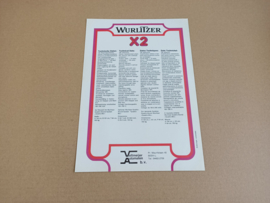 Flyer: Wurlitzer X2 (1980) jukebox