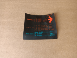 Dispay Card Pricing Plastic (Seeburg LS3) USA