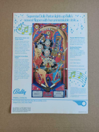 Flyer/ Folder: Bally Dolly Parton (1979) Flipperkast