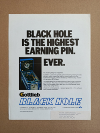 Flyer: Gottlieb Black Hole (1981) Flipperkast