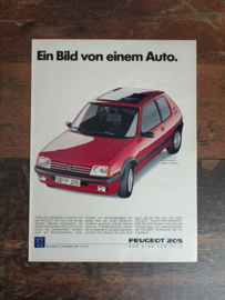 Reclame: Peugeot 205 GTi (1986) 29 x 21 cm / Germany