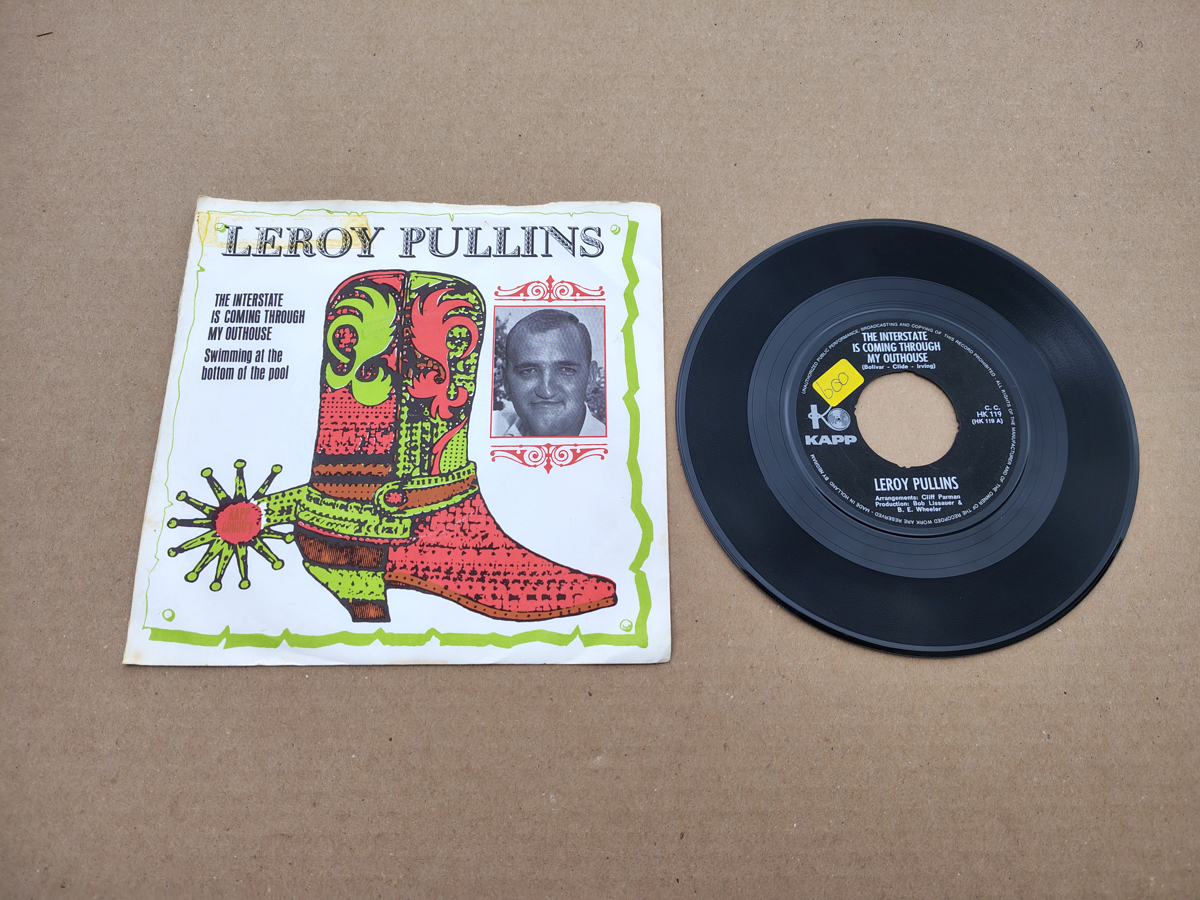 7" Single: Leroy Pullins - The Interstate Is Coming Through My Outhouse (1968)
