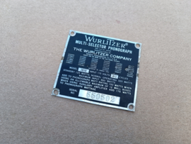 Type Plate (Wurlitzer 2610)