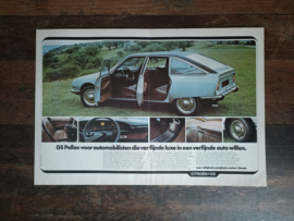 Reclame Poster: Citroen GS Pallas (1972) 29 x 42 cm