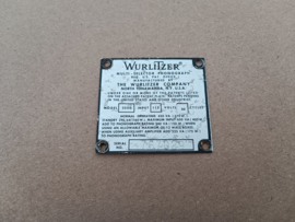 Type Plate (Wurlitzer 3500/ Zodiac)