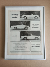 Oude Reclame (in lijst) Alfa Romeo Spider (1963) France 40x30 cm