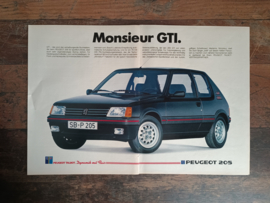 Reclame: Peugeot 205 GTi (1986) 29 x 42 cm / France
