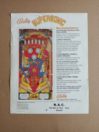 Flyer: Bally Supersonic (1979) Flipperkast