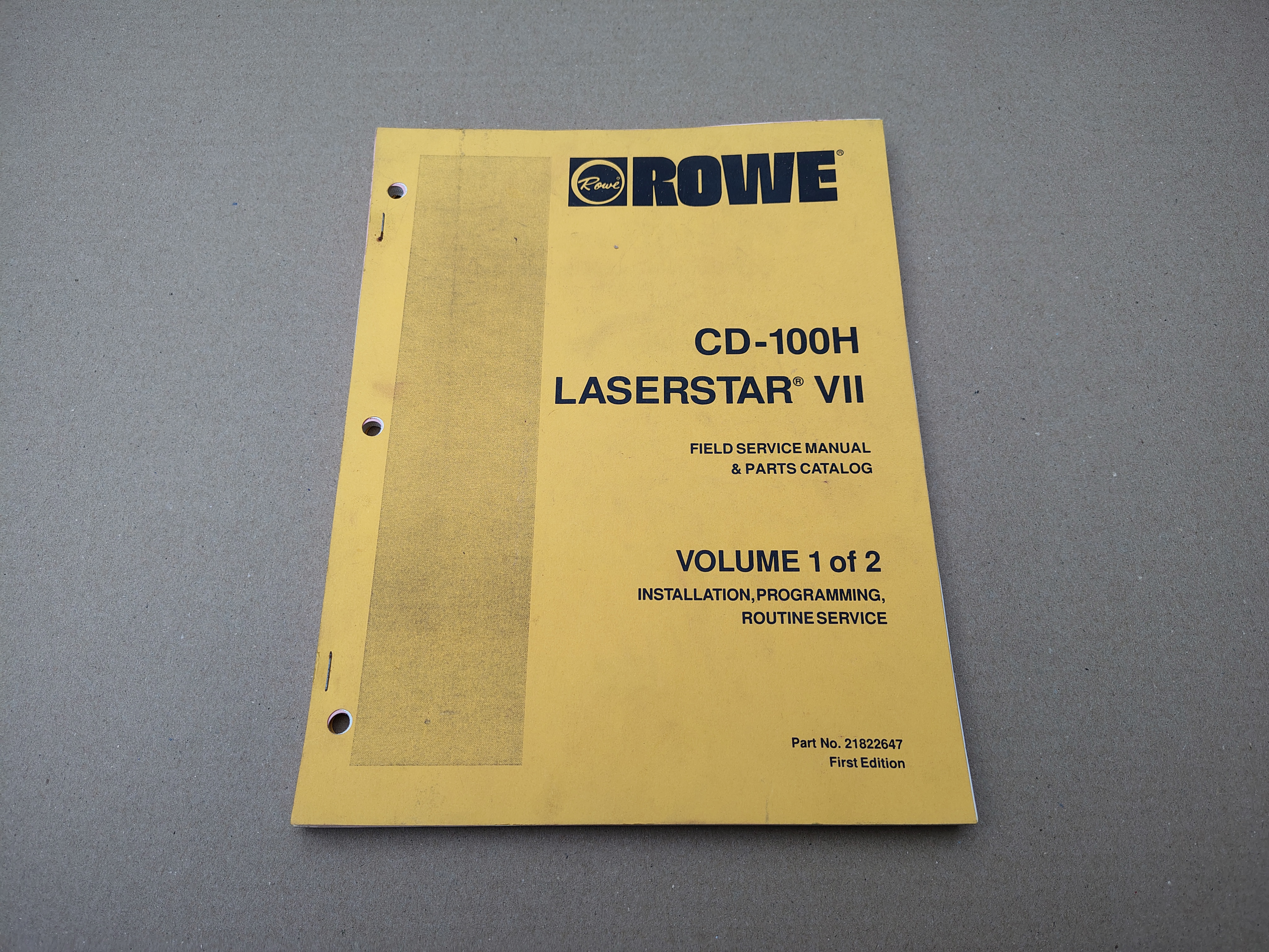 Service Manual (Rowe-AMi CD-100H/ Lasterstar) Volume 1 Of 2