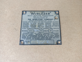 Type Plate (Wurlitzer 3210)