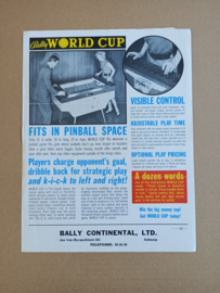 Flyer: Bally World Cup (1968) Tafel Voetbalspel