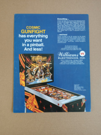 Flyer: Williams Cosmic Gunfight (1982) Flipperkast
