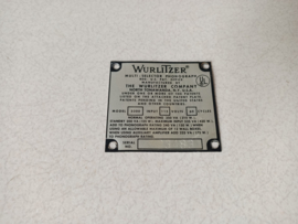 Type Plate (Wurlitzer 3300)