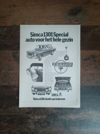 Reclame: Simca 1301 Special (1972) 29 x 21 cm