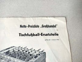 Prijslijst : Nobiling Tafelvoetbal Spel (1966)