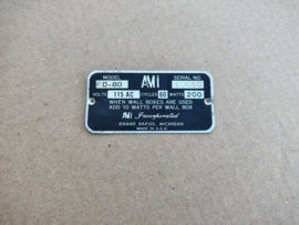 Type Plate (AMi D80)