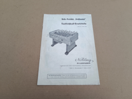Parts/Prijslijst : Nobiling Tafelvoetbal Spel (1966)