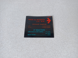 Dispay Card Pricing Plastic (Seeburg LS3) France