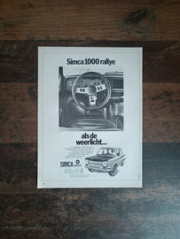 Reclame: Simca 1000/ Rallye (1971) 29 x 21 cm