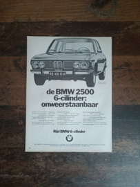 Reclame: BMW 2500 (6-cilinder) 1973/  29 x 21 cm