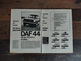 Reclame: DAF 44 Sedan/ Variomatic (1968) 58 x 21 cm