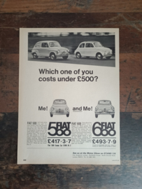 Reclame: Fiat 500/ 600 (1967) 29 x 21 cm /UK