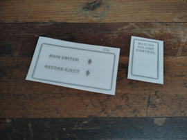 Sticker Volume  /On - Off/ Back Door (Seeburg AY100/160) Silver