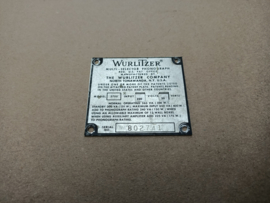 Type Plate (Wurlitzer 3700 Americana)