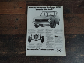 Reclame: DAF 66 Sedan/ Variomatic (1974) 29 x 21 cm