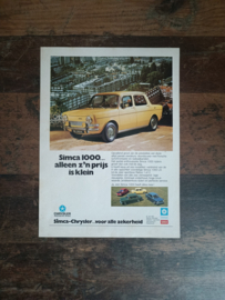 Reclame: Simca 1000 (1973) 29 x 21 cm