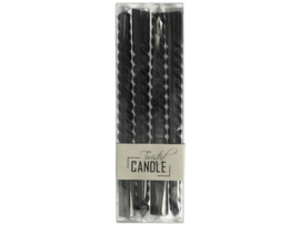 Candle Twisted Wax Black 7.8x2.5x26cm BOX/4